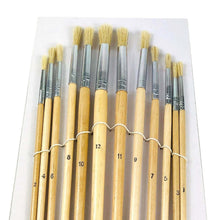 Load image into Gallery viewer, Pack of 12 Artist Painting Brush Round Tip Natural Bristle Mix Sizes Art Brushes