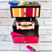 Load image into Gallery viewer, Small Desktop Wooden Storage Unit Jewellery Trinket Box Kasbah Rustic Drawers