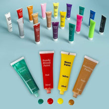 Load image into Gallery viewer, Neon Glitter Pearl Ready Mixed Paint Art Craft School 18 Multi Colour 36ml Paint