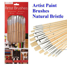 Charger l'image dans la galerie, Work of Art Flat Tip Natural Bristle Artist Paint Brush Brushes Set Pack of 12