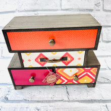 Load image into Gallery viewer, Small Desktop Wooden Storage Unit Jewellery Trinket Box Kasbah Rustic Drawers