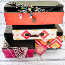 Load image into Gallery viewer, Small Desktop Wooden Storage Unit Jewellery Trinket Box Kasbah Rustic Drawers