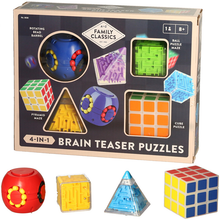 Cargar imagen en el visor de la galería, Brain Teaser Puzzle Box Gift Set Bead Barrel Ball Maze Pyramid Maze Cube Puzzle
