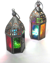Charger l'image dans la galerie, 2 x Lantern Fair Trade Handmade Glass Kasbah Moroccan Metal tealight Gift Decoration Home