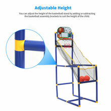 Ladda upp bild till gallerivisning, Childrens Indoor Outdoor Arcade Style Basketball Stand With Net Hoop Balls Pump
