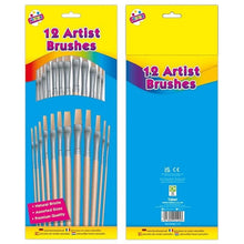 Ladda upp bild till gallerivisning, ARTIST PAINT BRUSH SETS Small/Large Wooden Acrylic/Oil/Watercolour Thin Thick 12
