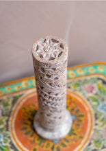 Ladda upp bild till gallerivisning, Incense Joss Stick Holder Hand carved Soapstone Leaf Tower Ornament Gift Namaste
