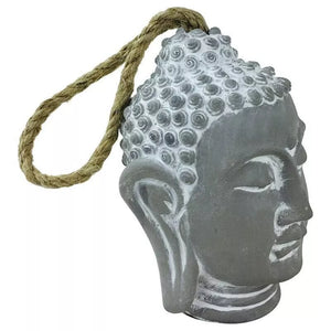 Buddha Head Door Stop Grey Cement Heavy Decorative Door Stopper 18cm High