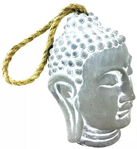 Buddha Head Door Stop Grey Cement Heavy Decorative Door Stopper 18cm High