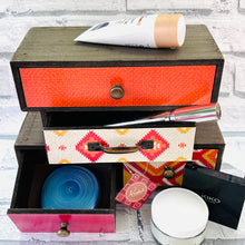 Load image into Gallery viewer, Small Desktop Wooden Storage Unit Jewellery Trinket Box Kasbah Rustic Drawers
