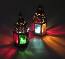 Ladda upp bild till gallerivisning, 2 x Lantern Fair Trade Handmade Glass Kasbah Moroccan Metal tealight Gift Decoration Home
