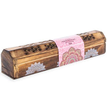 Load image into Gallery viewer, Wooden Incense Stick Holder Burner Joss Incense Box Ash Catcher 10 FREE STICKS!
