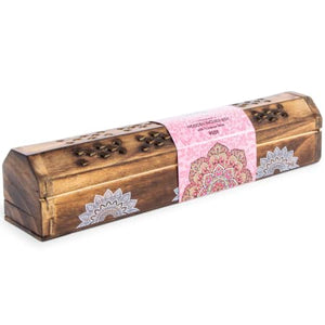 Wooden Incense Stick Holder Burner Joss Incense Box Ash Catcher 10 FREE STICKS!