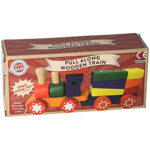 Wooden Pull Along Toy Train Engine Wood Stacking Block Puzzle Toy Gift Present